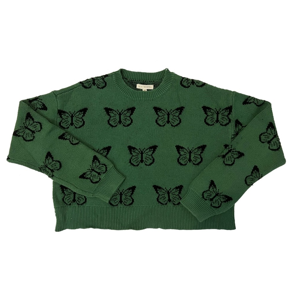 green butterfly sweater